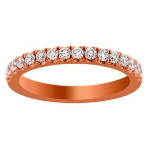 Or 14 carats haute clarté .58ctw coupe ronde micro pavé demi éternité 15 bague en diamant 2,5 mm alliance